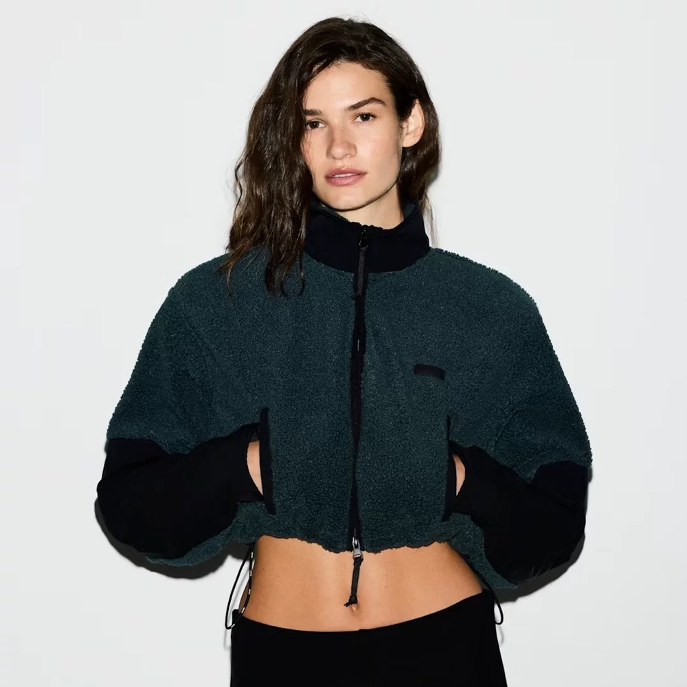 SKIMS Teddy Funnel Neck Cropped Jacket